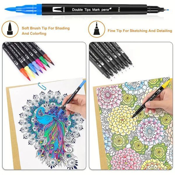Набір акварельних двосторонніх скетч-маркерів для малювання Color brush 168 штук в сумці 549702 фото