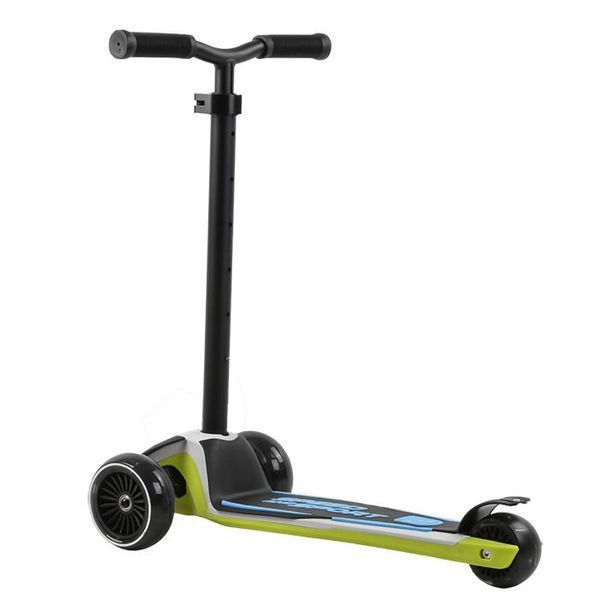 Самокат триколісний Best Scooter HW - 00425 MAXI, знімний алюмінієвий кермо, колеса PU зі світлом, чорно-салатовий 469306 фото