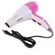 Фен для волосся Gemei GM-1702 з насадкою концентратором та 2 швидкостями 1300 Вт Білий з рожевим 512180 фото 2