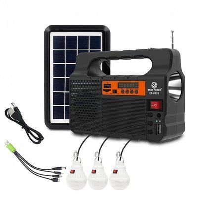 Аварийный фонарь Easy Power EP-0138 3600 мАч (радио, Bluetooth, солнечная панель 6V 3.2W +3 лампочки) 524859 фото