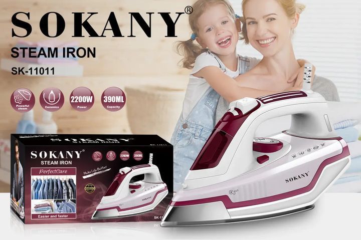Електрична праска Sokany SK-11011 з функцією відпарювання, 2200 Вт 546081 фото