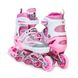 Раздвижные роликовые коньки Happy размер 38-42 розовый, светящиеся колеса 2728 фото 1