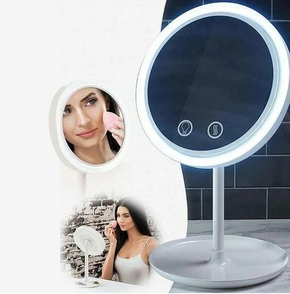 Круглое настольное зеркало с подсветкой и вентилятором beauty breeze mirrorAND LY-699 551818 фото