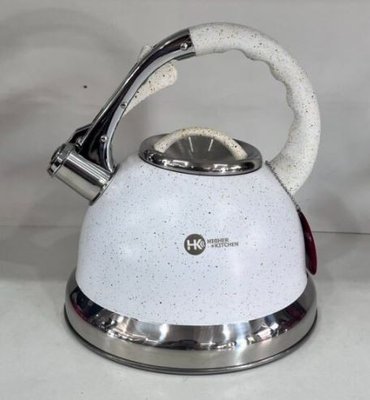 Чайник с свистком Higher Kitchen ZP-021 из нержавеющей стали с гранитным покрытием 3.5 л, Белый 532734 фото