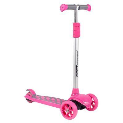 Самокат трехколесный Best Scooter LK-61022, съемный алюминиевый руль, колеса и дека с подсветкой, Розовый 477319 фото