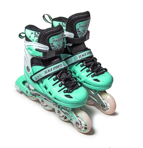 Ролики Scale Sports Бирюзовые LF 905, размер 38-41, светящиеся колеса 7066 фото