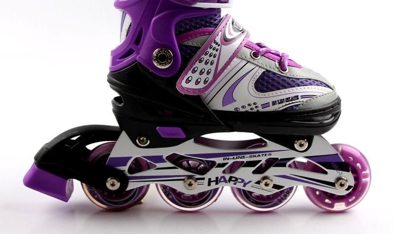 Розсувні роликові ковзани Happy розмір 38-42 фіолетовий, колеса, що світяться 2730 фото