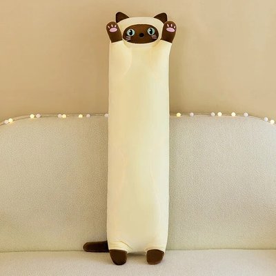 М'яка іграшка подушка-обіймашка Сіамський Кіт Батон 110 см Бежевий 526881 фото