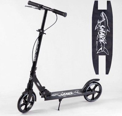 Самокат двоколісний Best Scooter 16874 SHARK чорний, з ручним гальмом 471456 фото