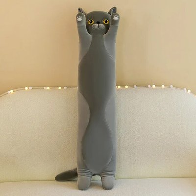 М'яка іграшка подушка-обіймашка Британський Кіт Батон 90 см Сірий 526883 фото