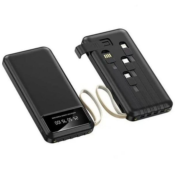 Power Bank TORIMA TRM-1011 10 000 mAh с фонариком и встроенными зарядными кабелями Черный 489041 фото