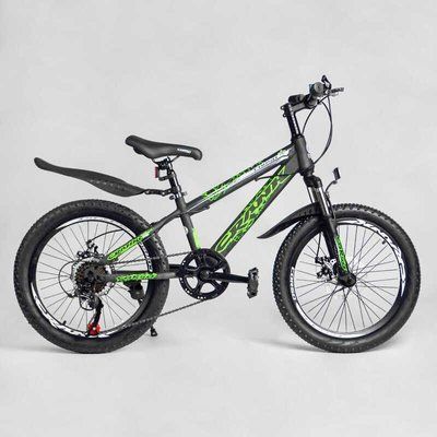 Дитячий спортивний велосипед CORSO "Crank" CR-20704, 20 дюймів, сталева рама, обладнання Saiguan, 7 швидкостей, крила, зібраний на 75% 477153 фото