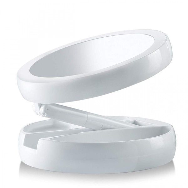 Дзеркало для макіяжу з Led підсвічуванням My Fold Away White настільне кругле, 10x збільшення, органайзер для аксесуарів + USB шнур 435930 фото