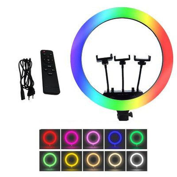 Комплект блогера Ringlight кольцевая LED лампа MJ18 RGB 45 см c штативом 2 м. и пульт для смартфона 416034 фото