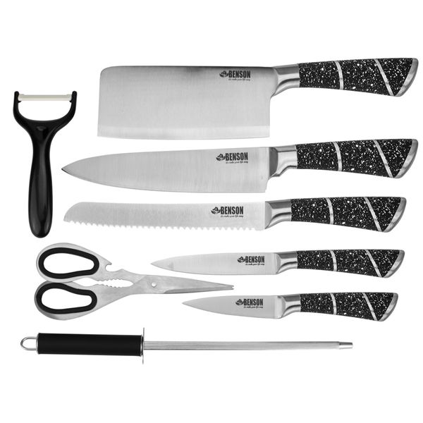 Набір ножів на підставці Benson BN-405-N 9 пр. з нержавіючої сталі 515579 фото
