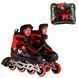 Роликовые раздвижные коньки Best Roller 65711-L, размер 38-42, черно-красные, светящиеся колеса 479763 фото 1