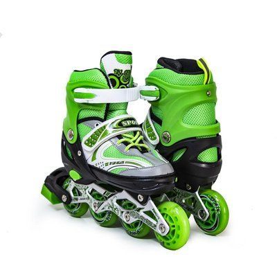 Дитячі роликові ковзани Happy Light Green розсувні 38-42 салатові із колесами, що світяться 2725 фото