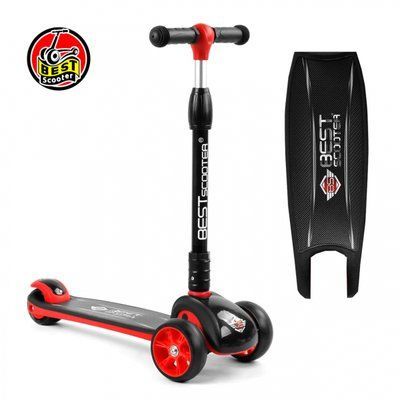 Самокат трехколесный Best Scooter 44116 со светом, складной алюминиевый руль, Красный 469004 фото