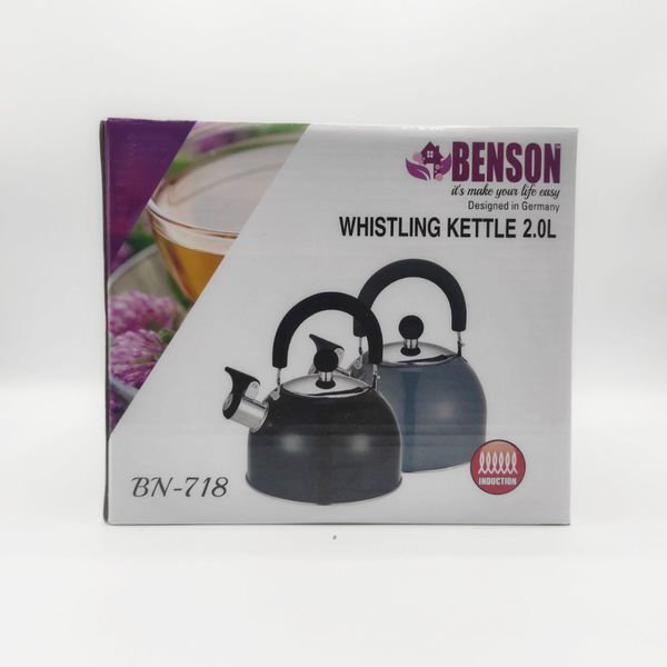 Чайник со свистком Benson BN-718 из нержавеющей стали 2 л Черный 515494 фото