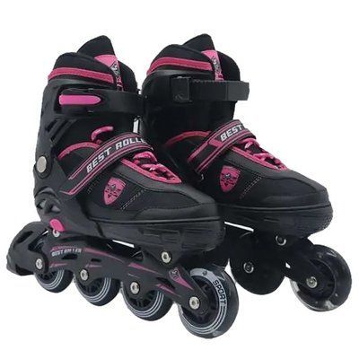 Раздвижные ролики Best Roller 20233-S, размер 31-34, розовые, светящиеся колеса 468278 фото