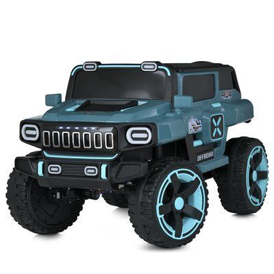 Дитячий електромобіль Bambi Racer Джип M 5822EBLR-4 (24V), блакитний, з пультом керування та шкіряним сидінням 618106 фото