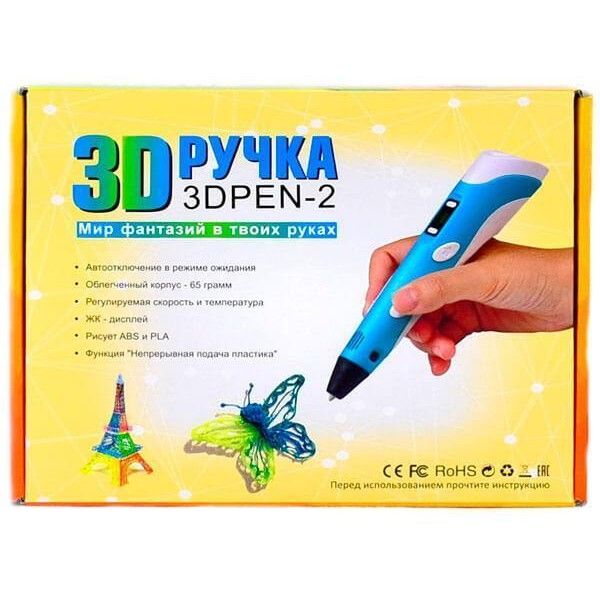 3D ручка для малювання з LCD дисплеєм та набором еко пластику 3DPen-2 Blue 198234 фото