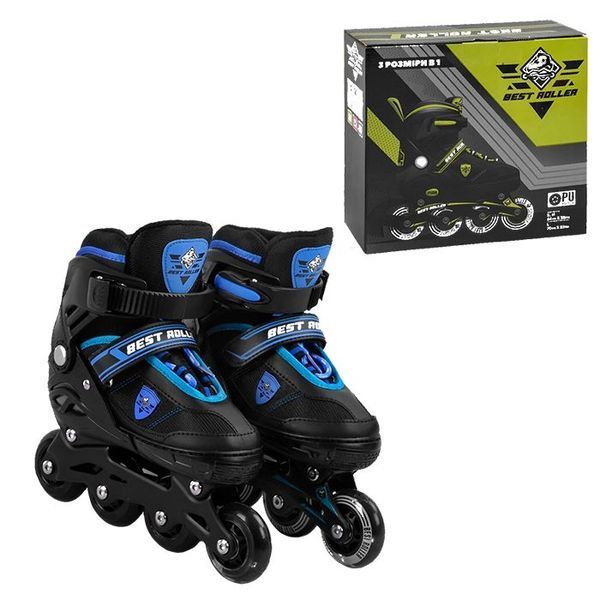 Раздвижные ролики Best Roller 40455-S , размер 31-34, черно-синие, светящиеся колеса 468280 фото