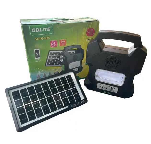 Аварійний ліхтар із Power Bank GDLite GD-1000A із сонячною батареєю 514949 фото