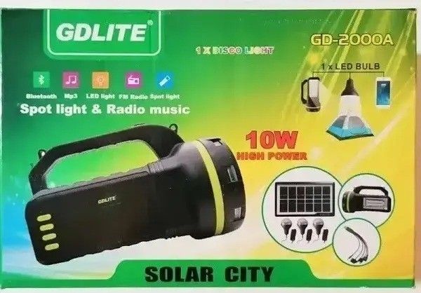 Аварійний ліхтар із Power Bank GDLite GD-2000A із сонячною батареєю 514955 фото