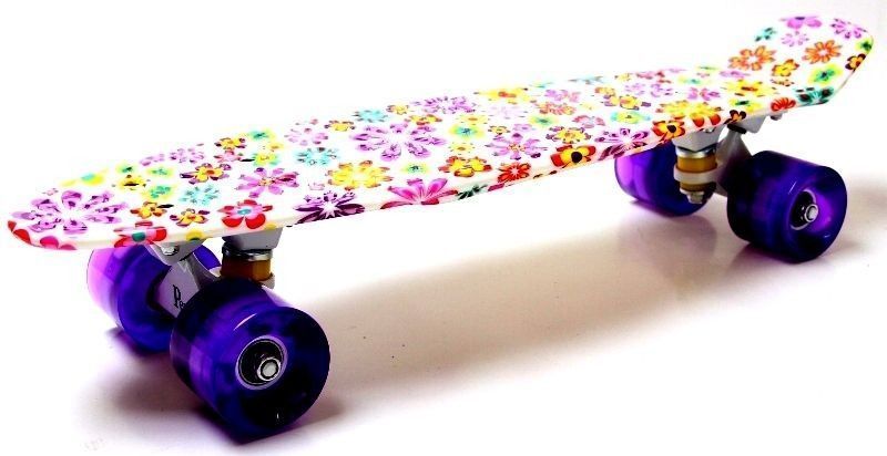 Penny Board "Violet Flowers" Светящиеся колеса. 6207 фото