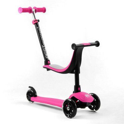 Самокат трехколесный Best Scooter PL-105 колеса PU со светом, сиденье, родительская ручка, Розовый 470012 фото
