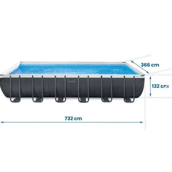Басейн каркасний INTEX 26368 Ultra Frame Rectangular, максимальна комплектація, 732 x 366 x 132 см 491547 фото